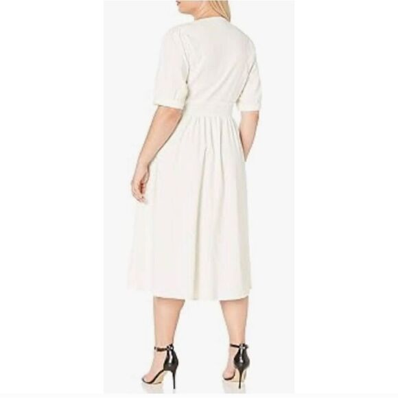 City Chic Ivory Linen Blend Button Up Dress Size 20 NWT - Picture 2 of 8